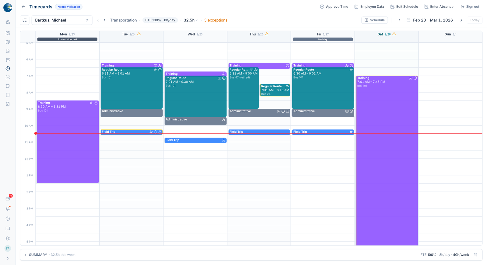 Driver timecards for payroll