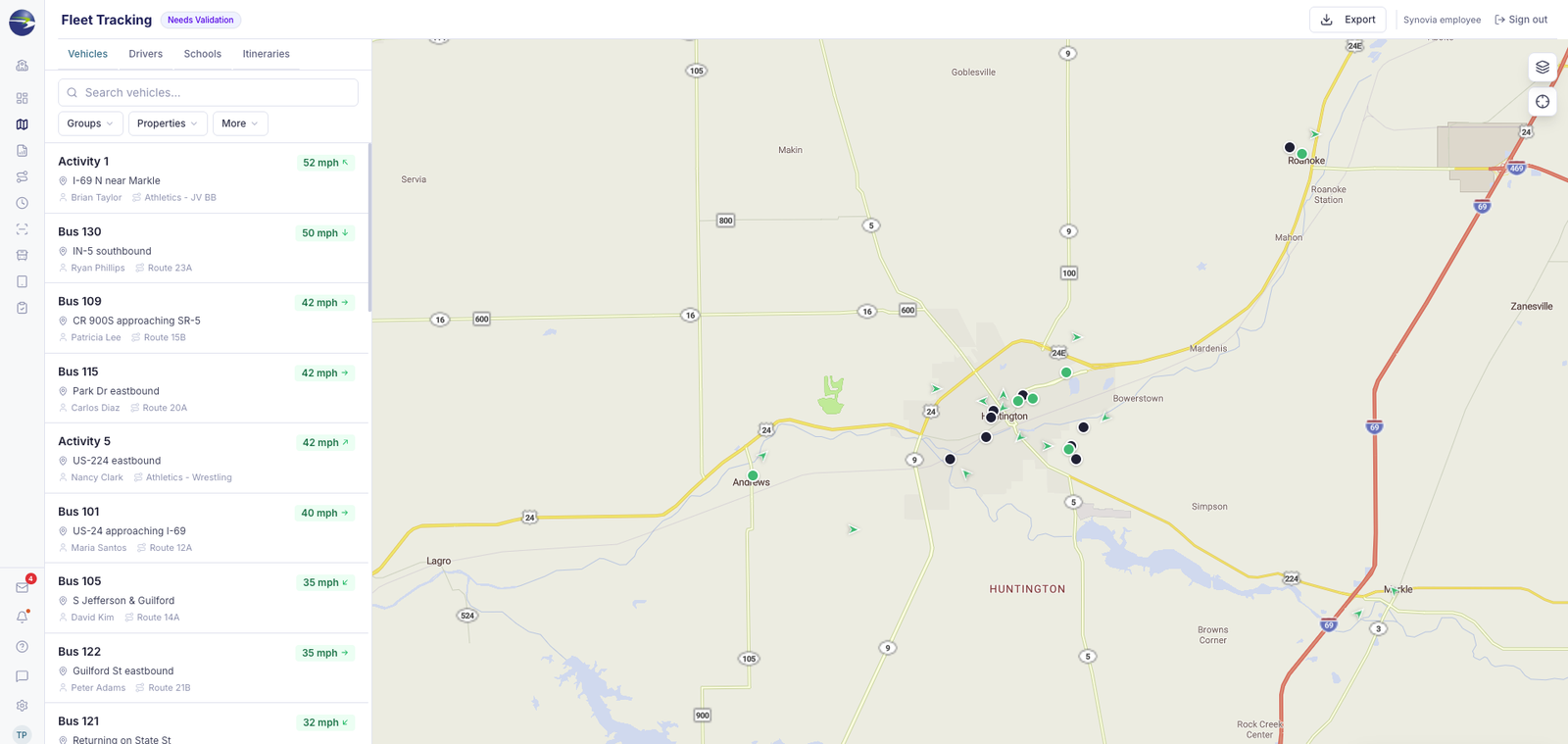 Fleet Guardian live fleet tracking map